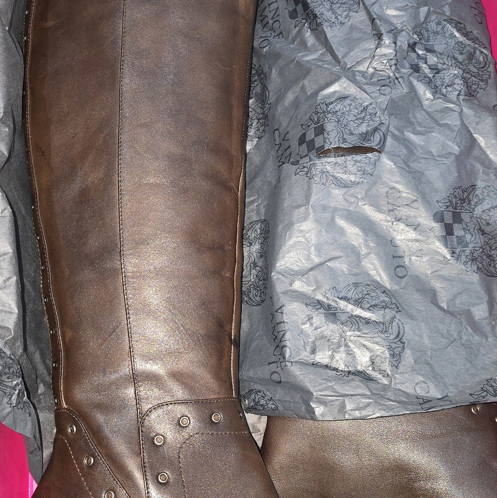 Vince Camuto Russet/Dark Brown leather over the knee boots